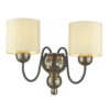 Garbo Double Wall Bracket Bronze complete with Cream Shades