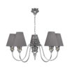 Doreen 5 Light Pendant Pewter complete with Silk Shades (Specify Colour)