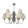 Doreen 9 Light Pendant Pewter complete with Silk Shades (Specify Colour)