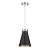 Hyde 1 Light Pendant Chrome complete with Black Metal Shade