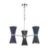 Hyde 6 Light Pendant Chrome complete with Smoke Blue Metal Shade