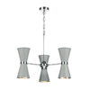 Hyde 6 Light Pendant Chrome complete with Powder Grey Metal Shade