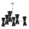 Hyde 12 Light Pendant Chrome complete with Black Metal Shade