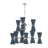 Hyde 18 Light Pendant Chrome complete with Smoke Blue Metal Shade