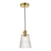 Hadano Pendant Natural Brass With Ribbed Glass Shade