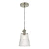 Hadano Pendant Antique Chrome With Ribbed Glass Shade