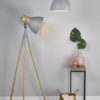 Adna Floor Lamp Grey & Natural Wood