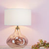 Esarosa Table Lamp Smoked Glass with White Linen Shade