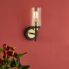 Abel Wall Light Satin Black & Gold with Glass Shades