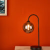 Eissa 1 Light Touch Table Lamp Matt Black Smoked Glass