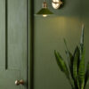 Hadano Wall Light Natural Brass With Olive Green Shade