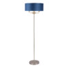 Sorrento 3 Light Floor Lamp Antique Brass & Blue Shade Laura Ashley