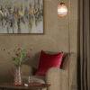 Idra Floor Lamp Aged Bronze and Pink Ribbed Glass