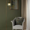 Idra Floor Lamp Aged Bronze and Green Ribbed Glass