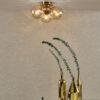 Ulrika 3 Light Semi-Flush Antique Brass and Amber Glass