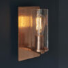 Hammered Copper Plate & Textured Clear Glass Wall Light