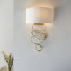 Gold Leaf & Ivory Cotton Fabric Wall Light