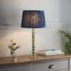 Adelie & Wentworth 1 Light Table Grey Green Tinted Crystal Glass & Midnight Blue Silk