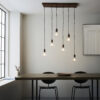 Stellan 6 Light Pendant Oak Stained Plywood & Anthracite Finish