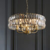 Clifton 5 Light Pendant Antique Brass Plate & Clear Crystal Glass
