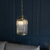 Lambeth Ribbed 1 Light Pendant Antique Brass Plate & Clear Ribbed Glass