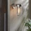 Brushed Silver Finish & Clear Glass Outdoor Wall Light