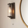 Dark Bronze Paint & Clear Ribbed Glass Bathroom Wall Light
