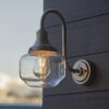 Brushed Silver Finish & Clear Glass Outdoor Wall Light