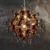 Copper Plate With Copper Mirror & Tinted Glass Pendant Light