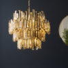 Gold Effect Plate & Champagne Crystal Pendant Light