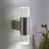 Grant 2 Light Wall Polished Stainless Steel & Clear Crystal