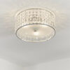 Belfont 3 Light Flush Clear Crystal, Frosted Glass & Chrome Plate