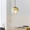Paloma 1 Light Pendant Gold Effect Plate & Clear Ribbed Glass