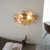 Antique Gold Paint, Clear & Amber Glass Wall Light