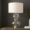 Bright Nickel Plate & Clear Glass With Vintage White Fabric Table Light