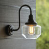Black & Clear Glass Outdoor Wall Light