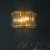 Warm Brass Plate With Crystal And Clear Glass Wall Light