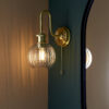Satin Brass Plate & Clear Ribbed Glass Bathroom Wall Light