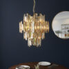 Gold Effect Plate & Champagne Crystal Pendant Light