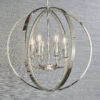 Ritz 6 Light Pendant Bright Nickel Plate With Clear Crystal & Faceted Acrylic