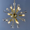 Miro 9 Light Pendant Satin Brass Plate & Clear Crystal
