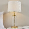 Wistow & Mia 1 Light Table Solid Brass, Clear Glass & Vintage White Linen