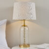Wistow & Mia 1 Light Table Solid Brass, Clear Glass & Natural Linen