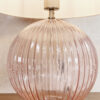 Jemma & Mia 1 Light Table Dusky Pink Ribbed Glass & Natural Linen