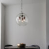 Hal 3 Light Pendant Clear Glass, Aged Copper & Pewter Plate