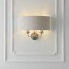 Highclere 2 Light Wall Brushed Chrome Plate & Natural Linen