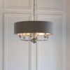 Highclere 8 Light Pendant Bright Nickel Plate & Charcoal Fabric