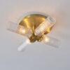 Talo 4 Light Semi Flush Satin Brass Plate & Clear Ribbed Glass