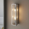 Newham 2 Light Wall Chrome Plate & Clear Ribbed Glass