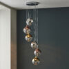 Paloma 6 Light Pendant Chrome Plate With Chrome, Copper, Gold & Clear Glass